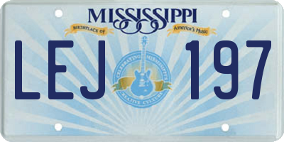 MS license plate LEJ197