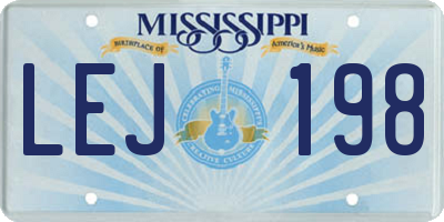 MS license plate LEJ198