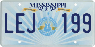 MS license plate LEJ199
