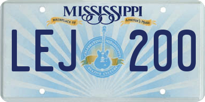 MS license plate LEJ200