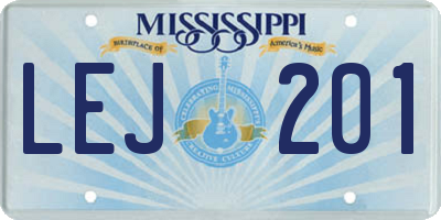 MS license plate LEJ201