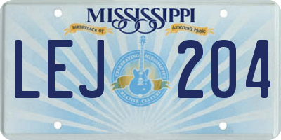 MS license plate LEJ204