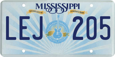 MS license plate LEJ205