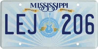 MS license plate LEJ206