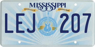 MS license plate LEJ207