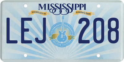 MS license plate LEJ208