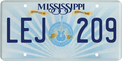 MS license plate LEJ209