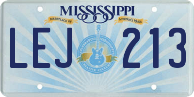 MS license plate LEJ213