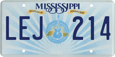 MS license plate LEJ214