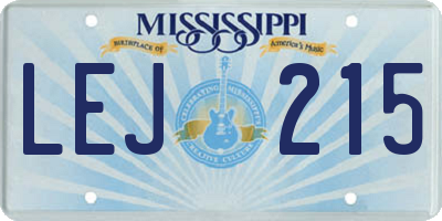 MS license plate LEJ215