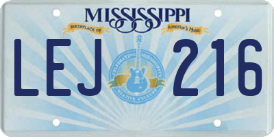 MS license plate LEJ216