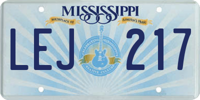 MS license plate LEJ217