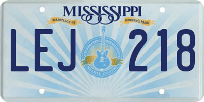 MS license plate LEJ218