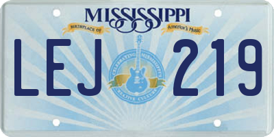 MS license plate LEJ219