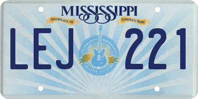 MS license plate LEJ221