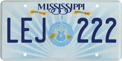 MS license plate LEJ222