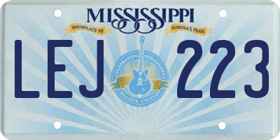 MS license plate LEJ223