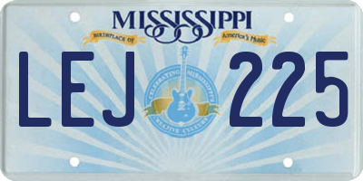 MS license plate LEJ225