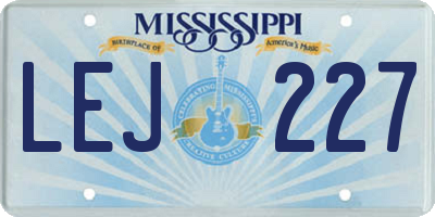 MS license plate LEJ227
