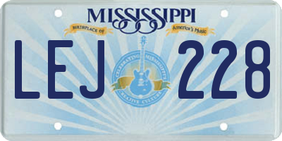 MS license plate LEJ228