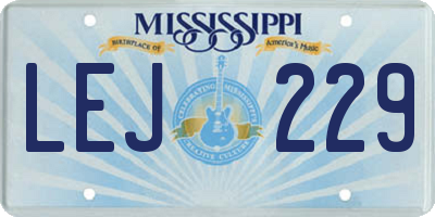 MS license plate LEJ229