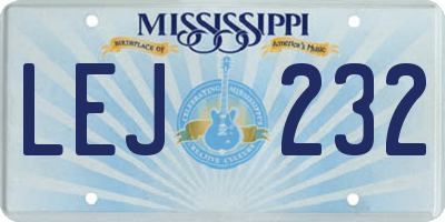 MS license plate LEJ232