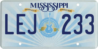 MS license plate LEJ233