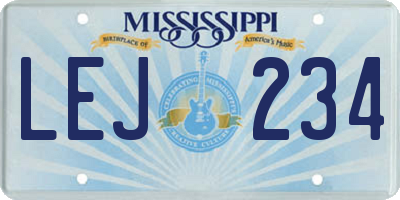 MS license plate LEJ234