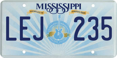 MS license plate LEJ235