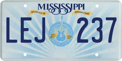 MS license plate LEJ237