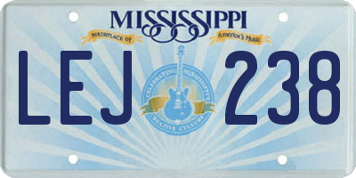 MS license plate LEJ238