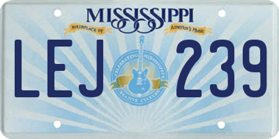 MS license plate LEJ239
