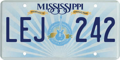 MS license plate LEJ242