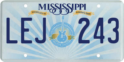 MS license plate LEJ243