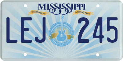 MS license plate LEJ245