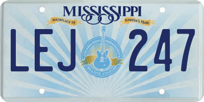 MS license plate LEJ247