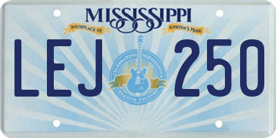 MS license plate LEJ250