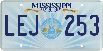 MS license plate LEJ253
