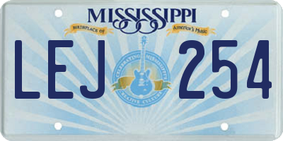 MS license plate LEJ254