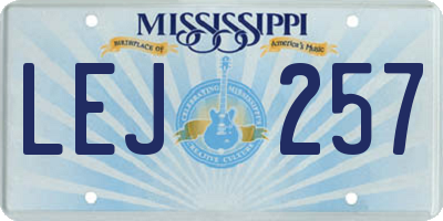 MS license plate LEJ257