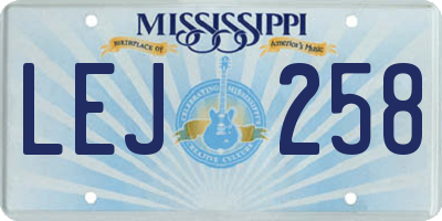 MS license plate LEJ258
