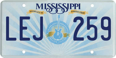 MS license plate LEJ259