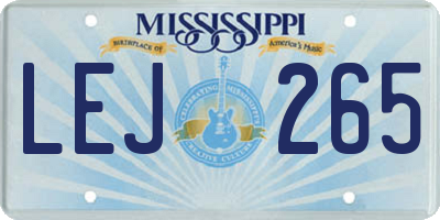 MS license plate LEJ265