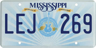 MS license plate LEJ269