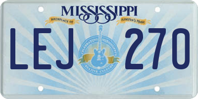 MS license plate LEJ270
