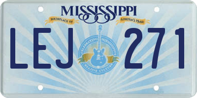 MS license plate LEJ271