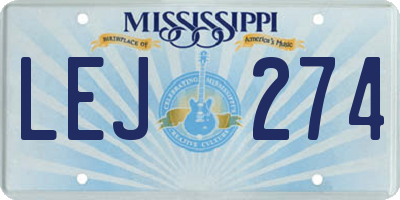 MS license plate LEJ274