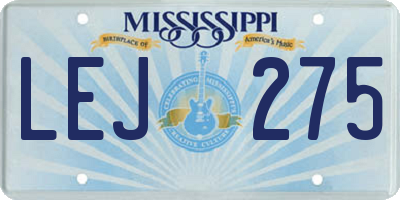 MS license plate LEJ275