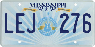 MS license plate LEJ276