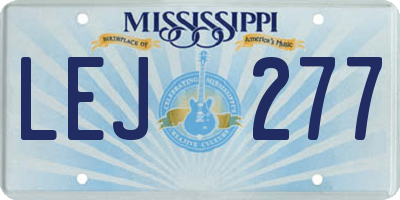 MS license plate LEJ277